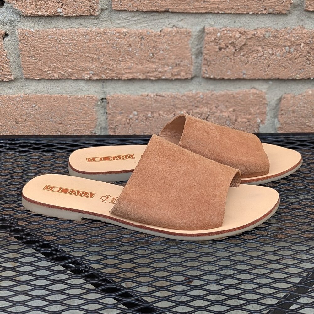 Sol Sana Tan Suede Leather Slide Sandal Women's Size 9 / 10 US, EUR 40